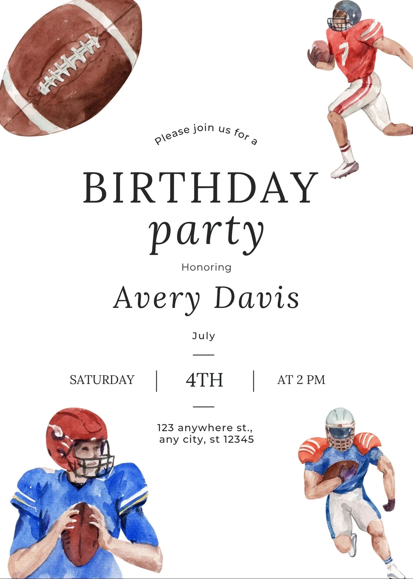 football birthday invitation