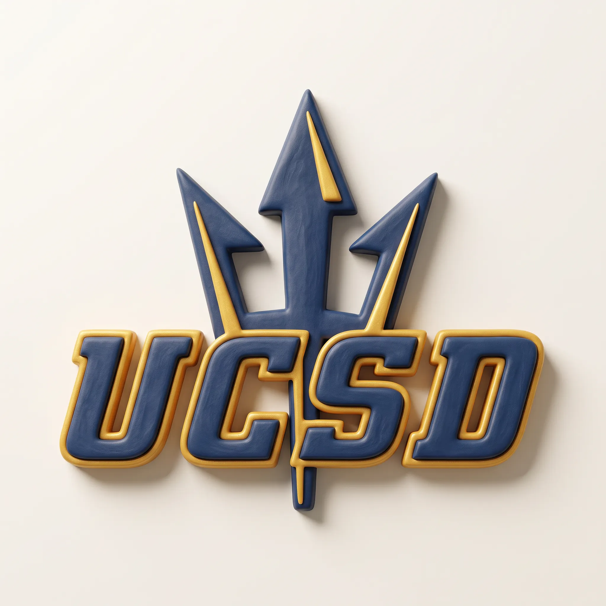 Clay-styled UCSD trident logo