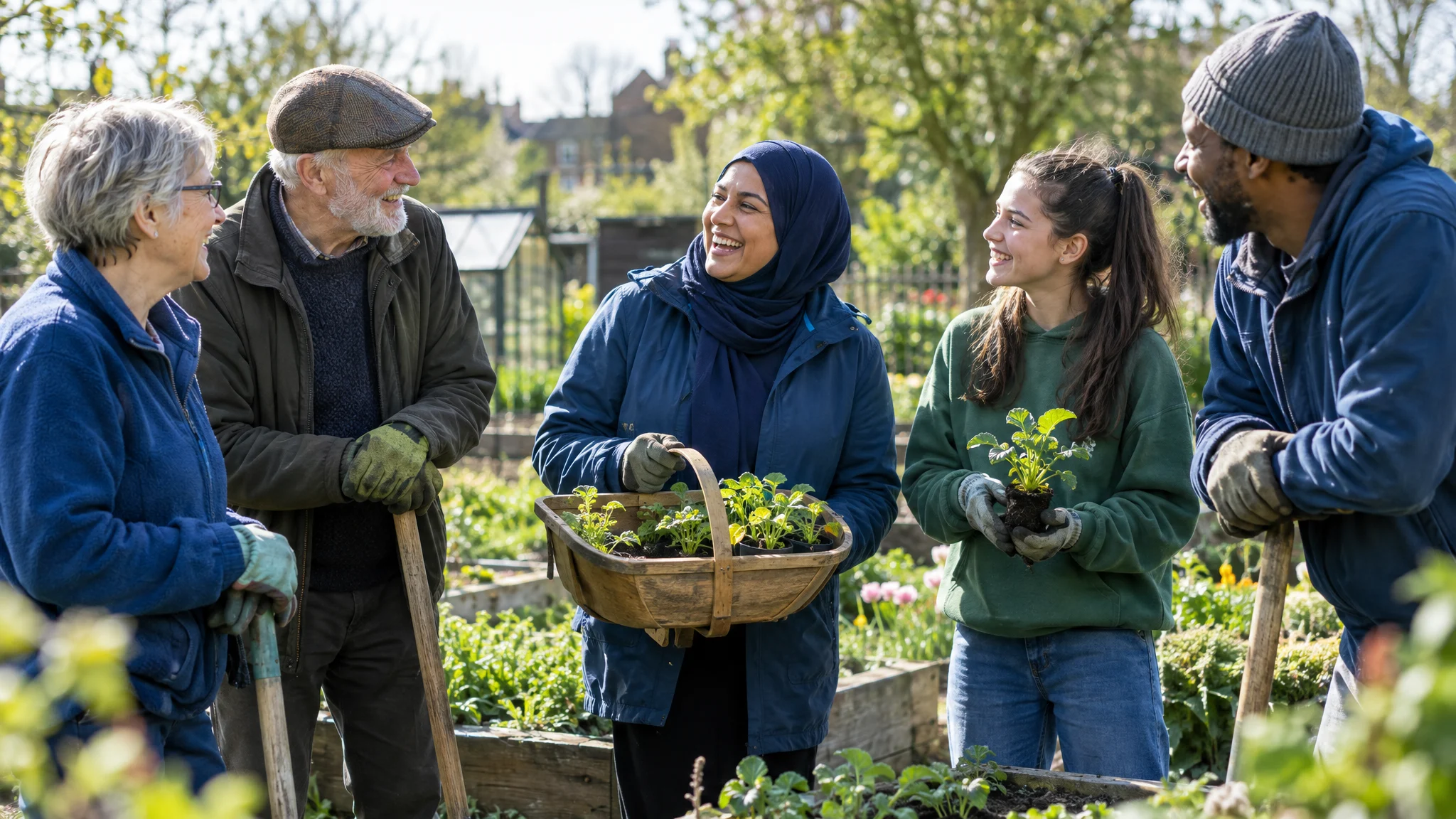 Members of a friends group gardening together