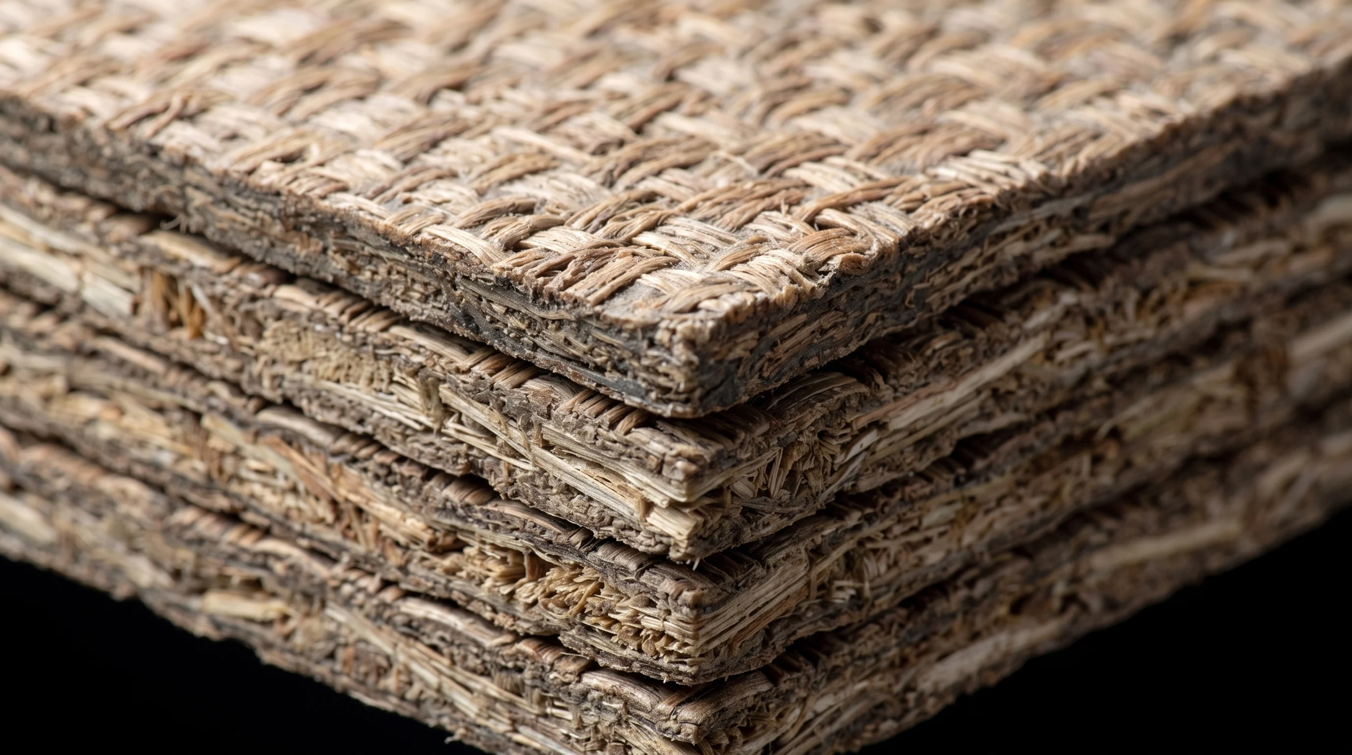 Stacked natural-fibre biocomposite panels
