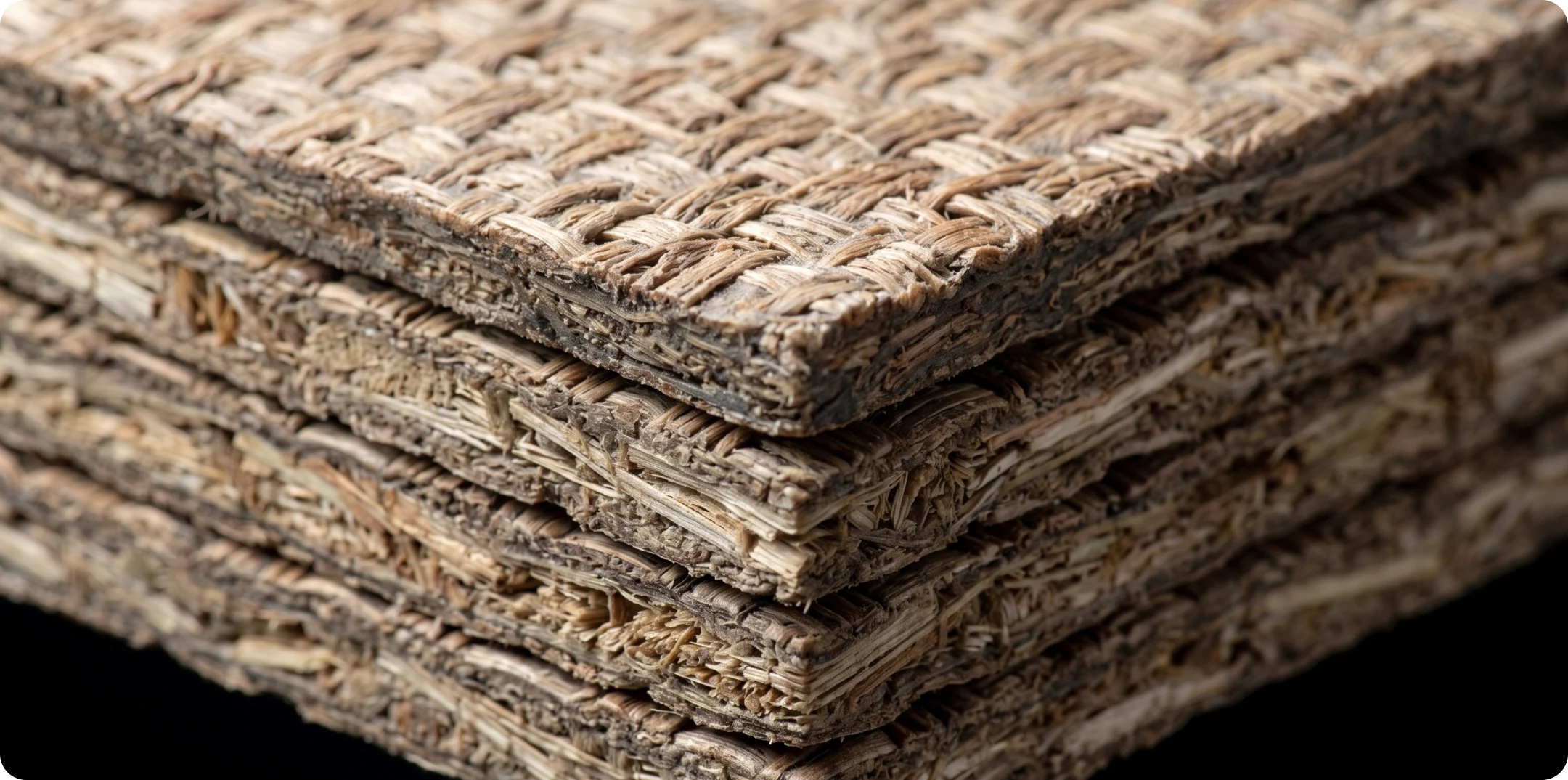 Stacked natural-fibre biocomposite panels