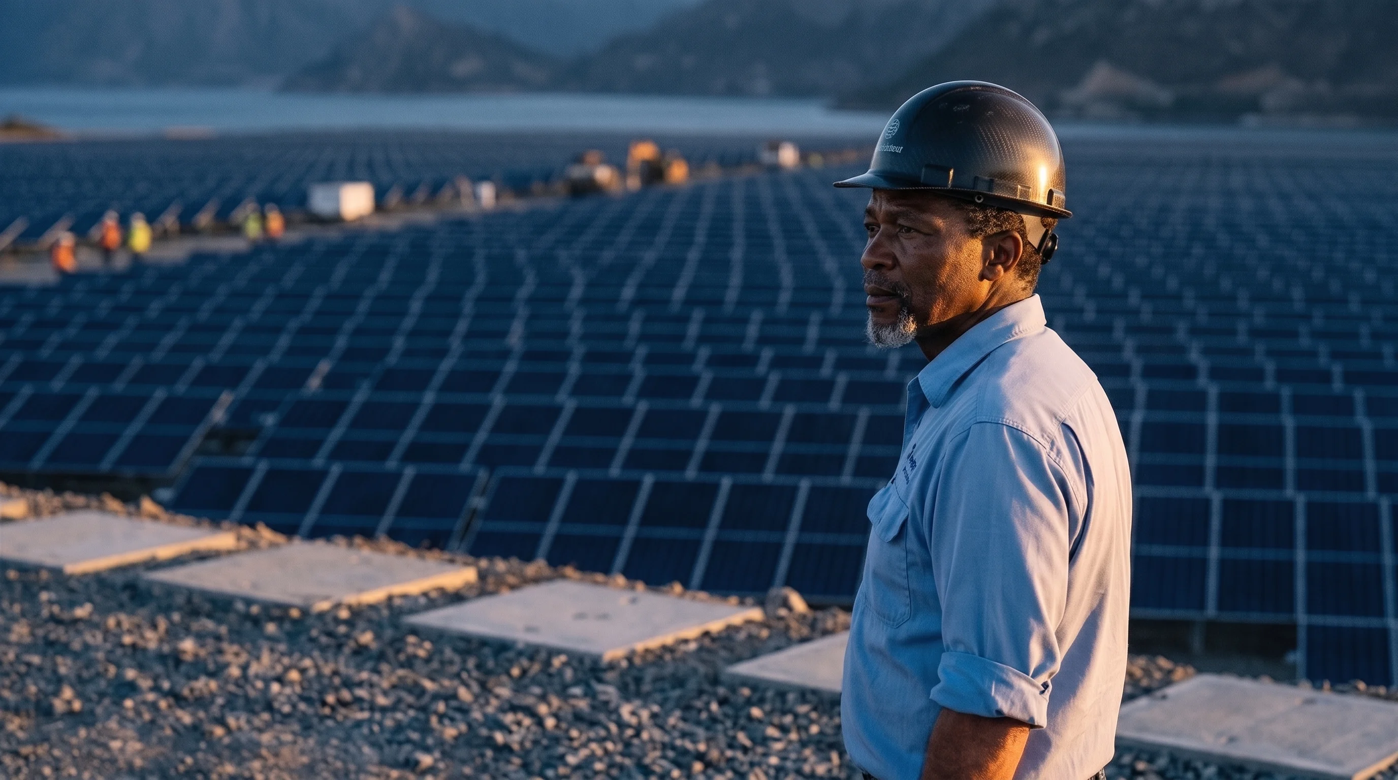 Infrastructure leader overseeing a large solar installation