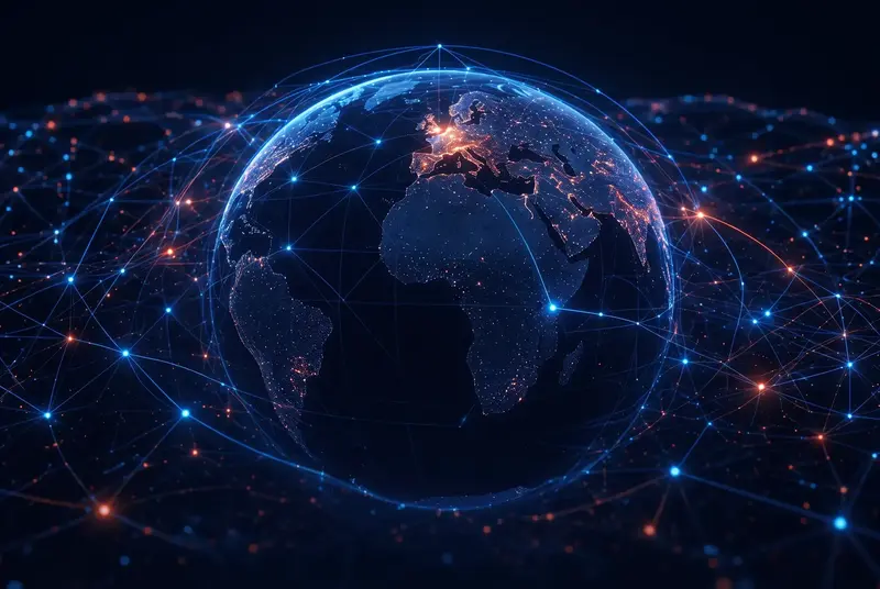 Global data transit paths with highlighted chokepoints