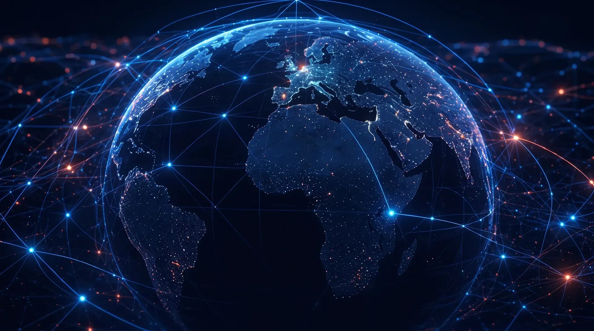 Global network topology spanning a luminous Earth