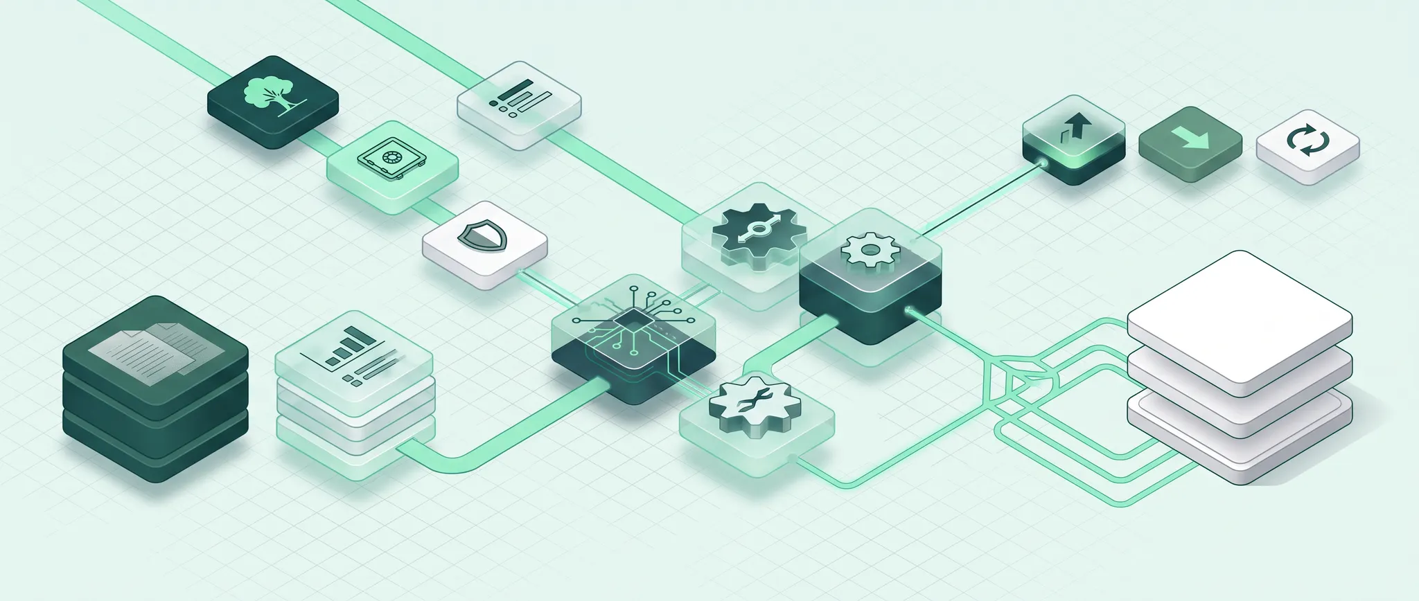 Connected client documents, financial records and policy checks in an isometric review workflow