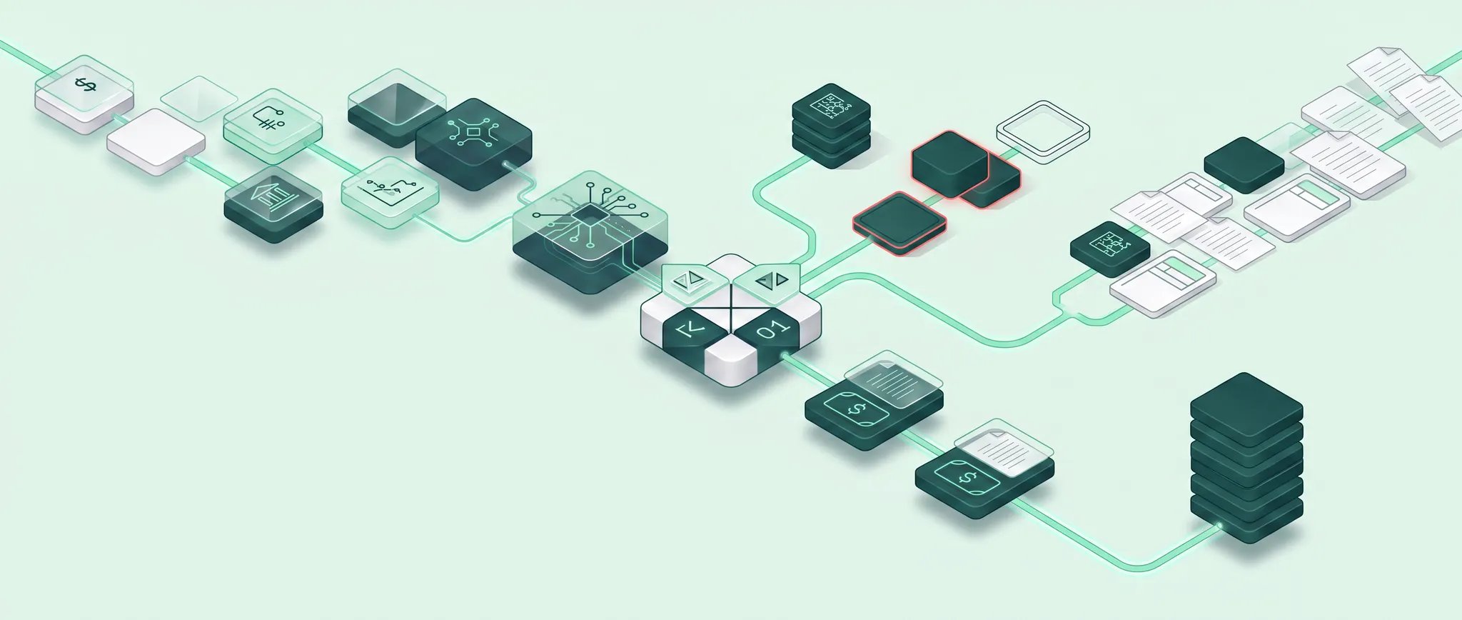 Bank records and invoices connected through matching logic with exceptions separated