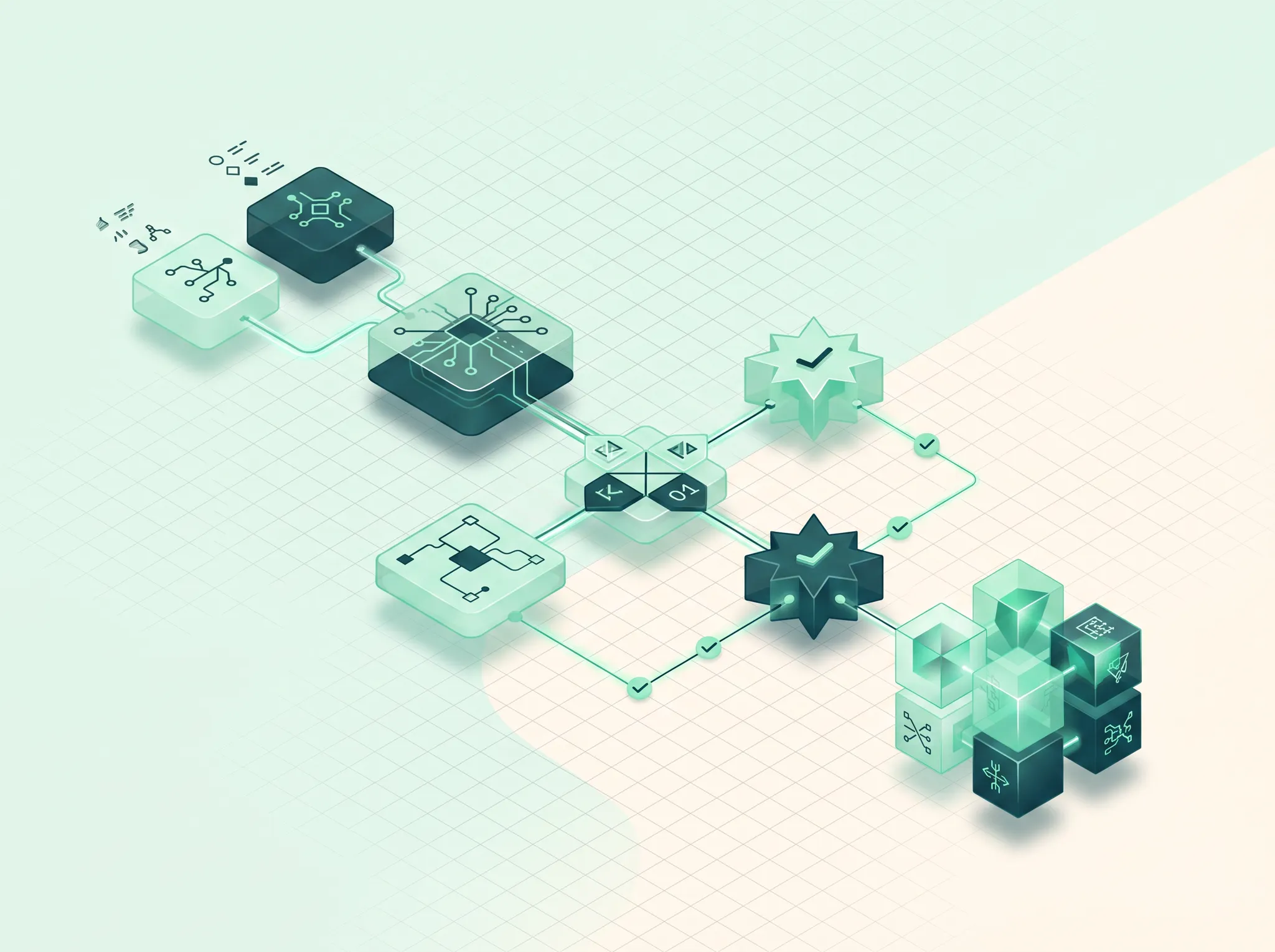 Isometric traceable decision path representing Onteric's transparent approach to AI