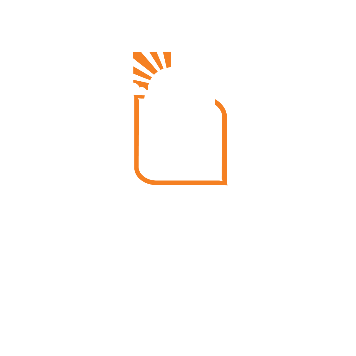 Claflin University stacked logo in white and orange