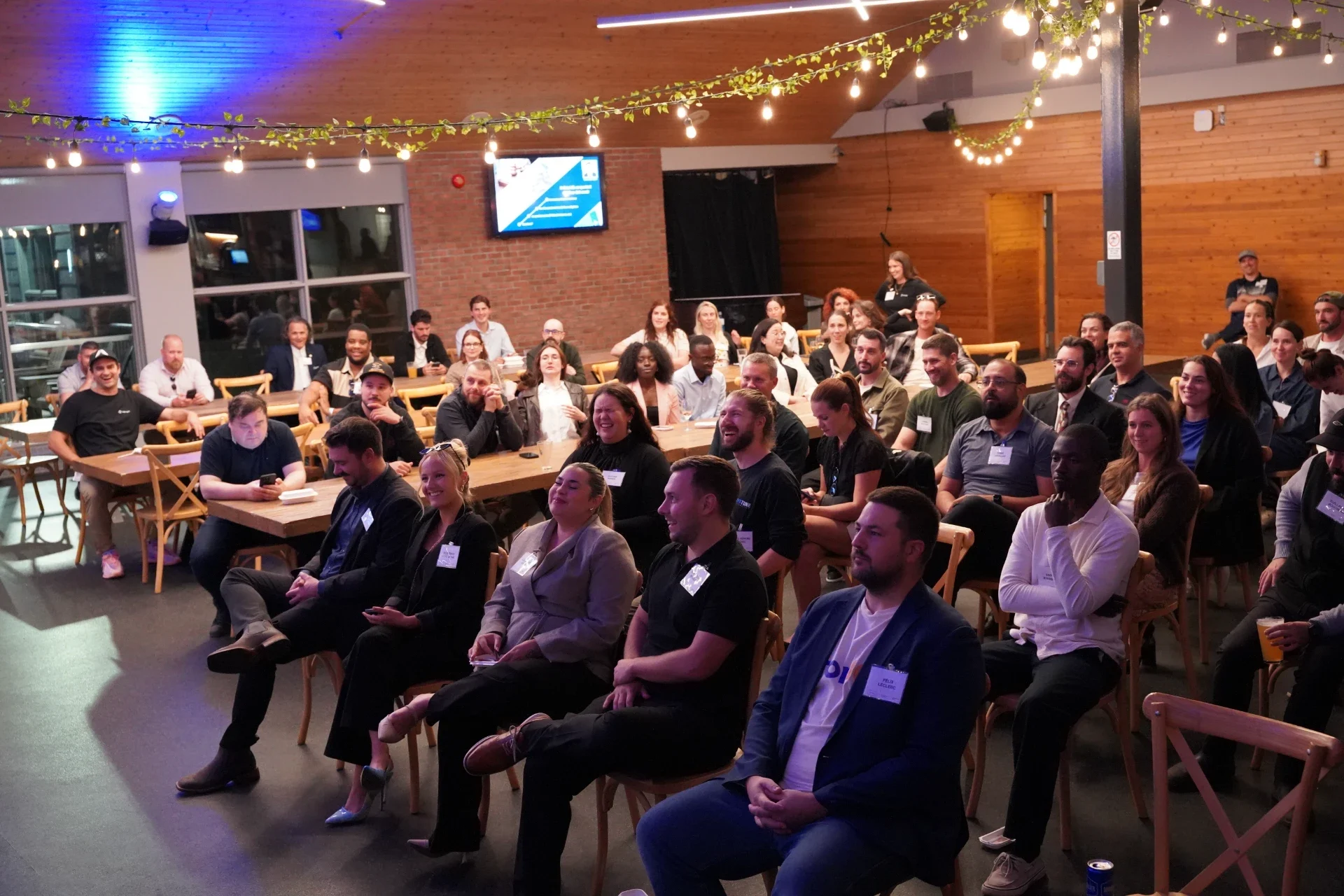 Attendees listening to a talk at a Sengo event