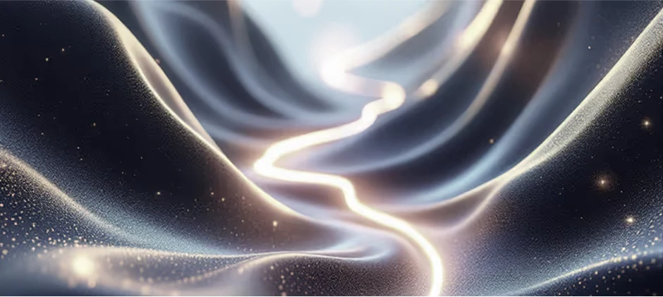 A continuous line of light running through flowing fabric, representing the Retail Continuum