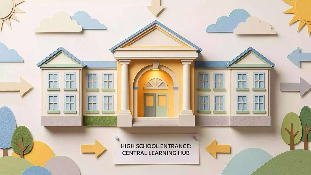 Homecoming guest approval video thumbnail with a school illustration