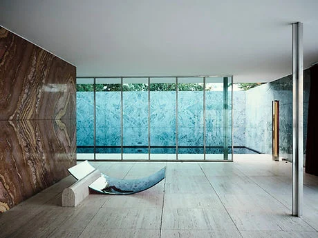 Mies van der Rohe's Barcelona Pavilion with its reflecting pool