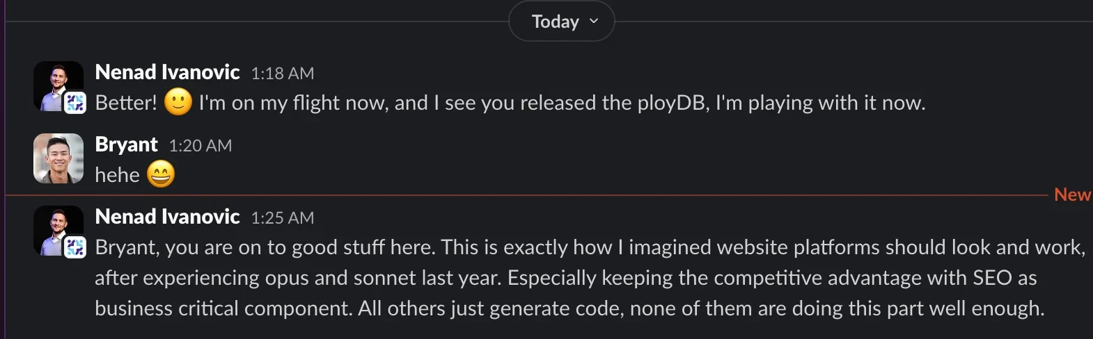 Nenad Ivanovic talking about Ploy on Slack