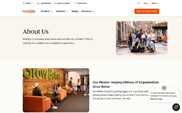 HubSpot Our Story page