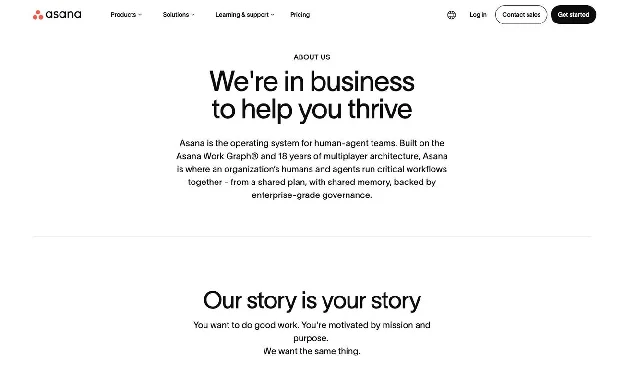 Asana company page