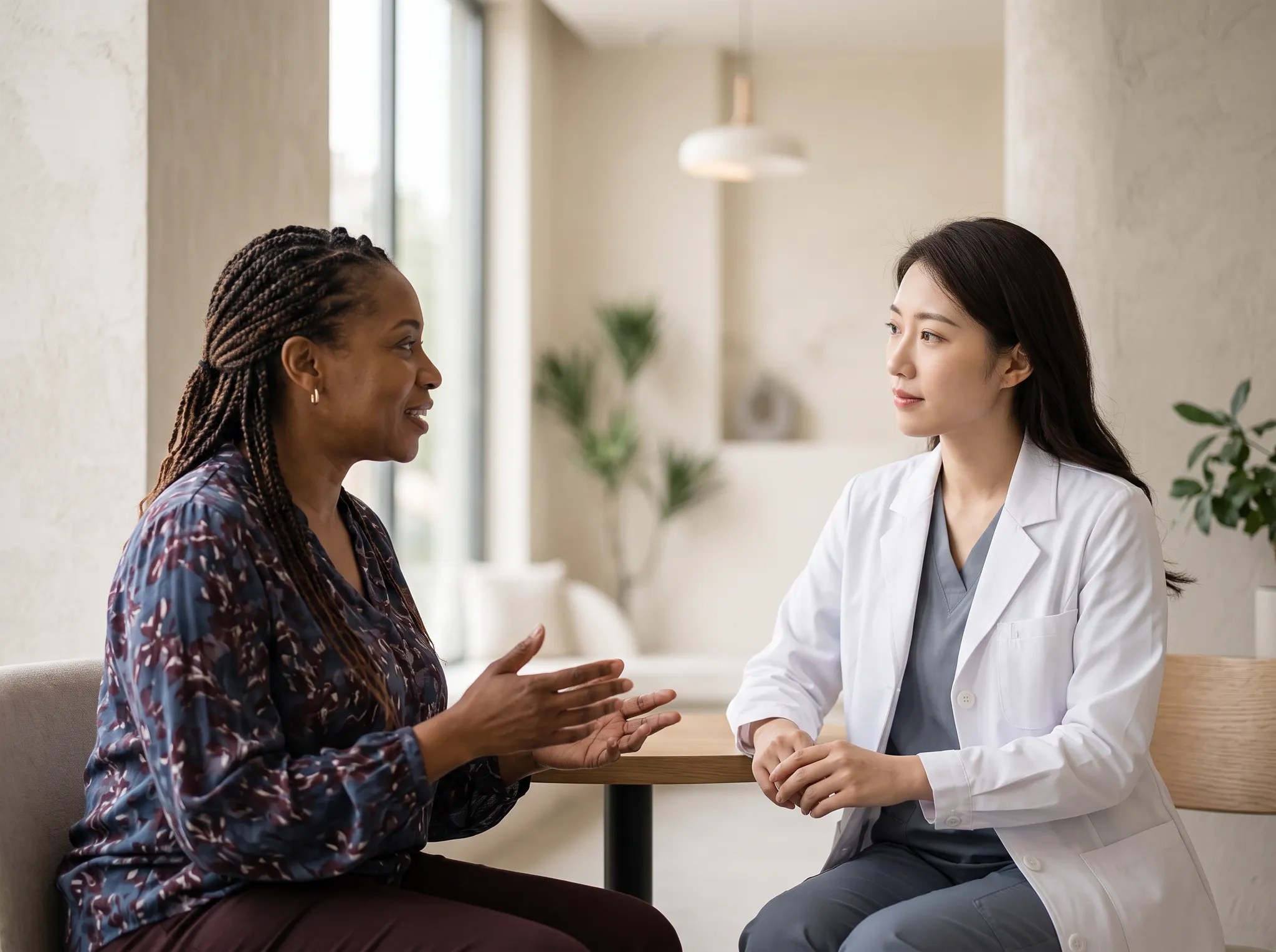 Illustrative conversation between a clinician and a patient