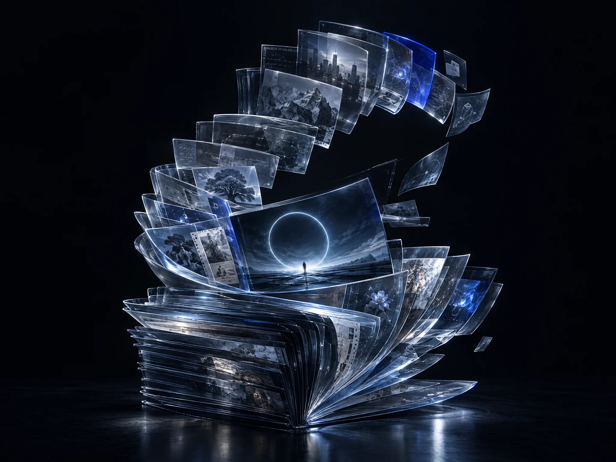 Concept artwork of layered archives representing personal records and memories