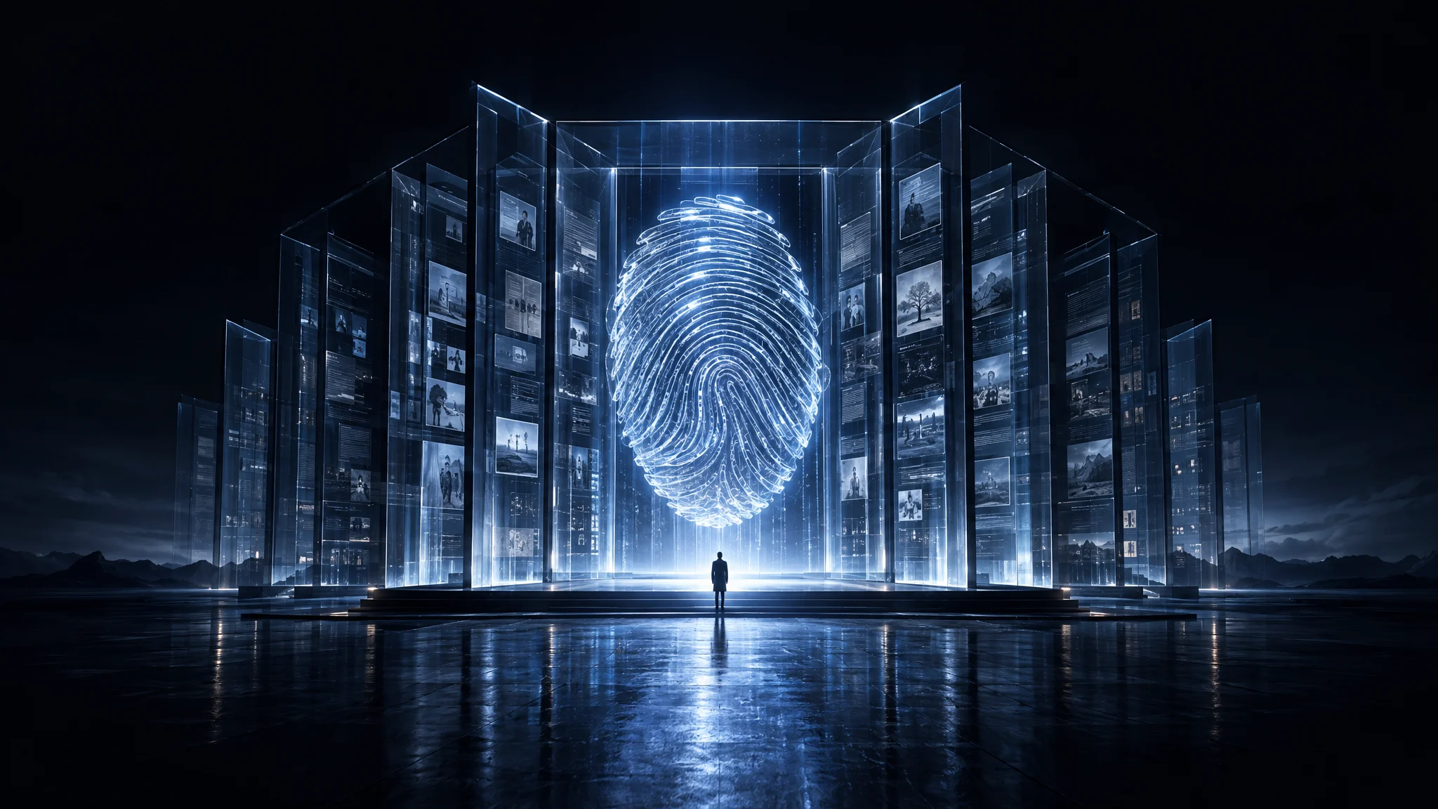 Concept artwork of a unique fingerprint within an open personal archive