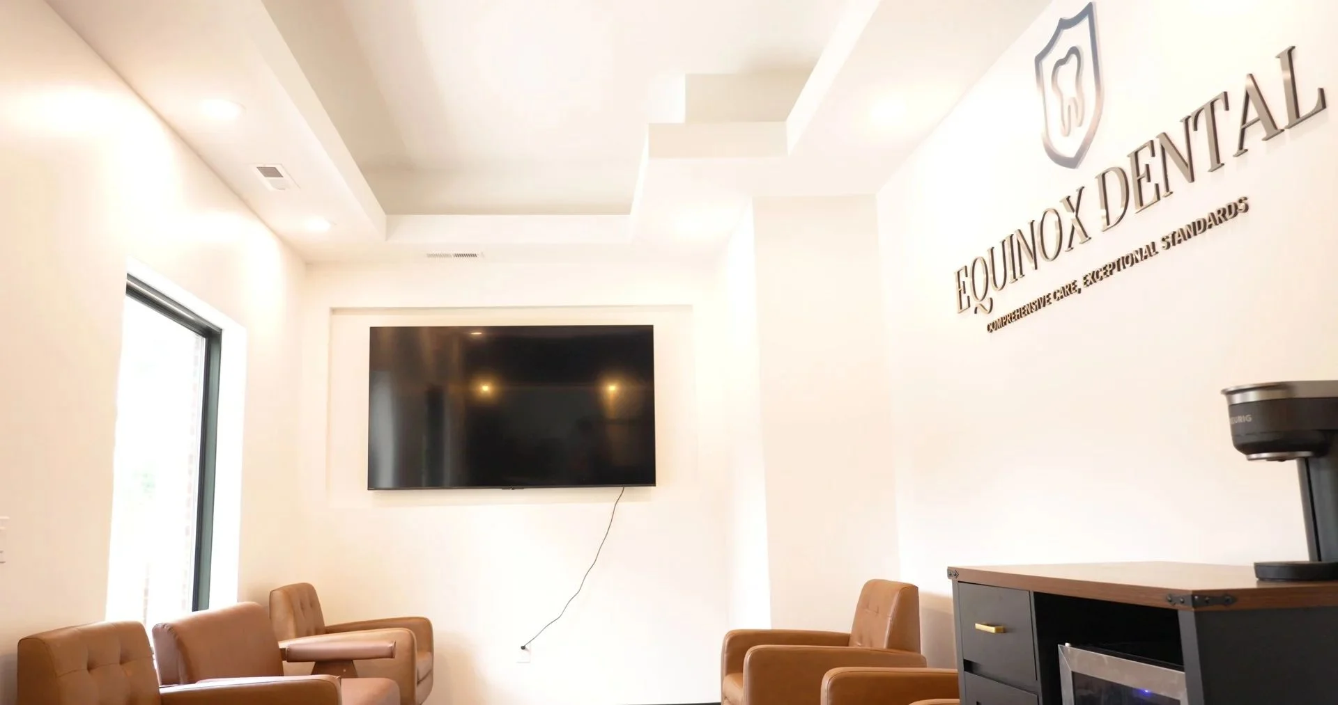Completed reception area at Equinox Dental Office, an HTL Builders project in Monroe, North Carolina