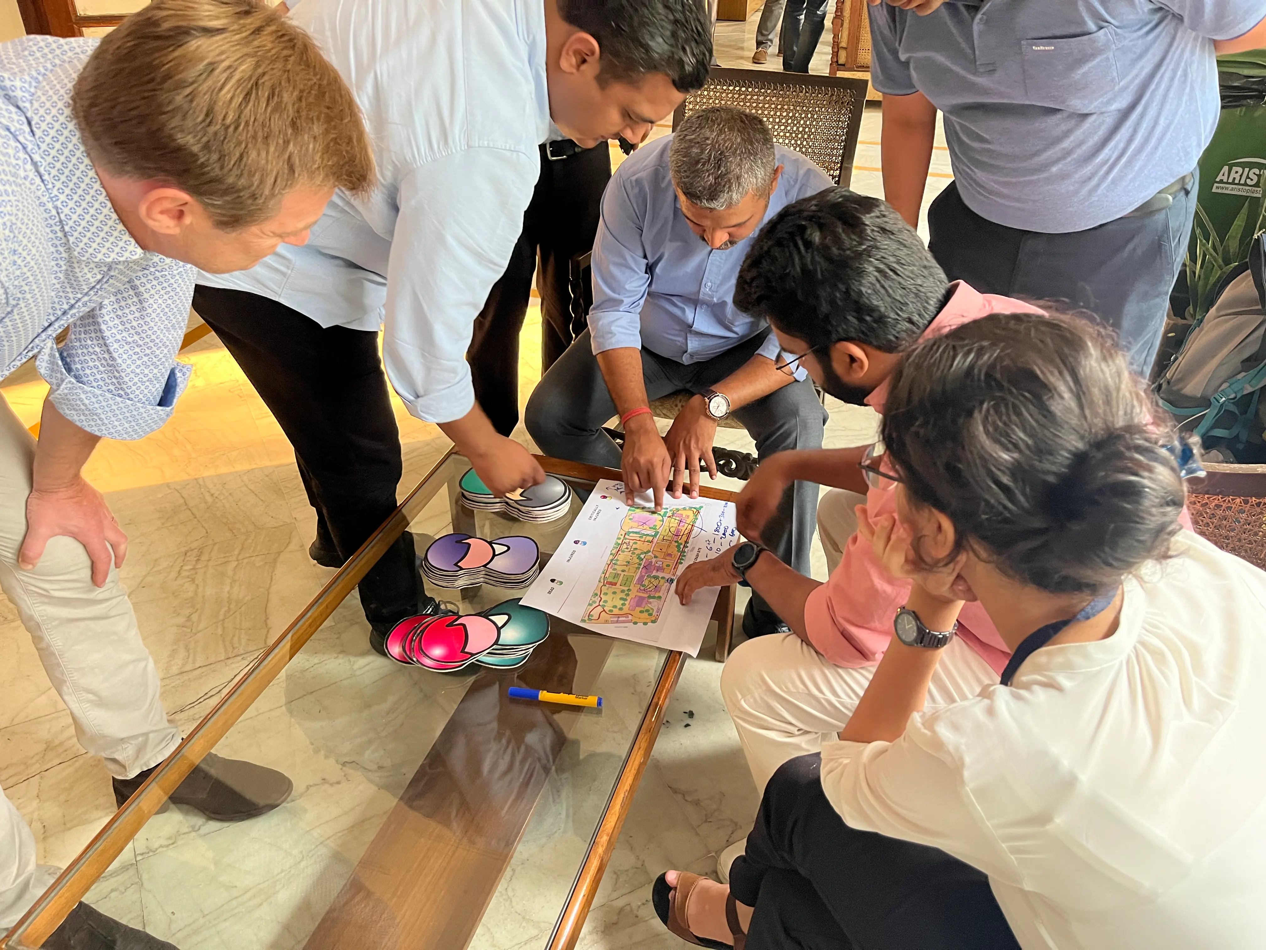 Participants immersed in a collaborative game-based learning activity