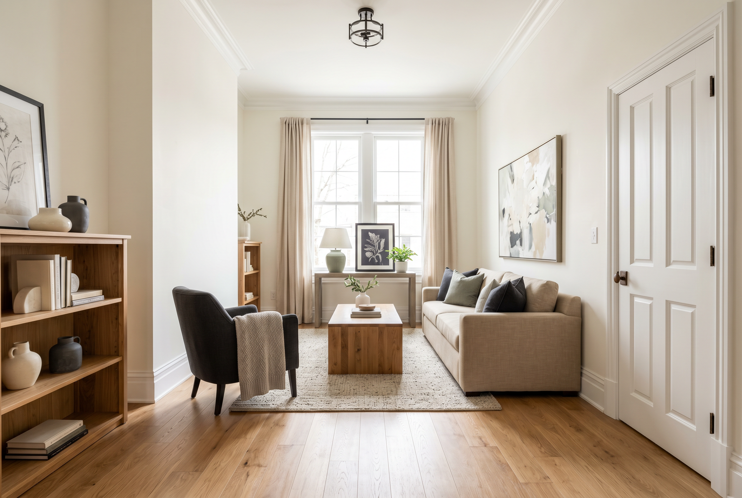 A beautifully finished, listing-ready room with clean hardwood flooring and crisp trim.