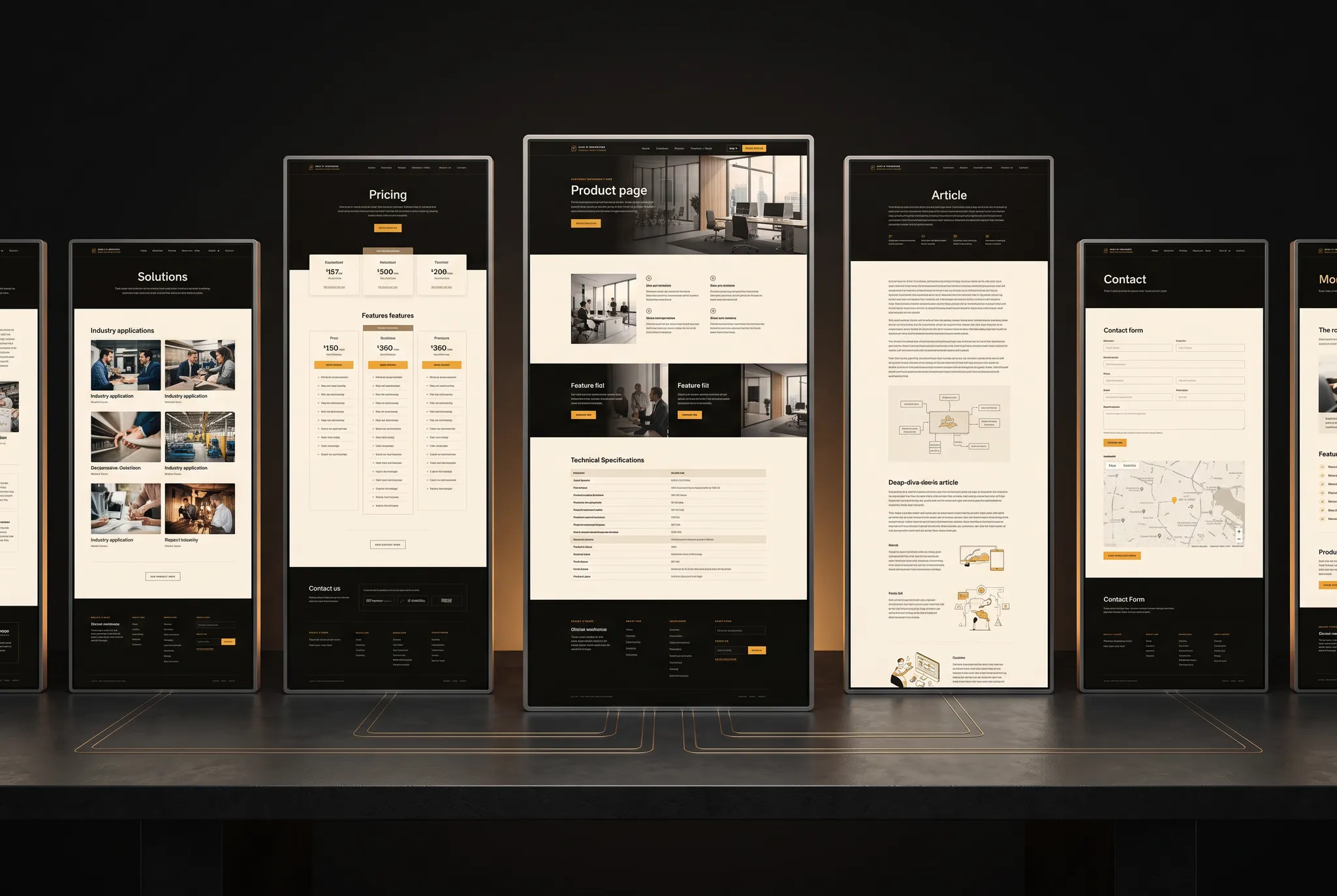 Concept illustration of related website pages sharing one underlying system