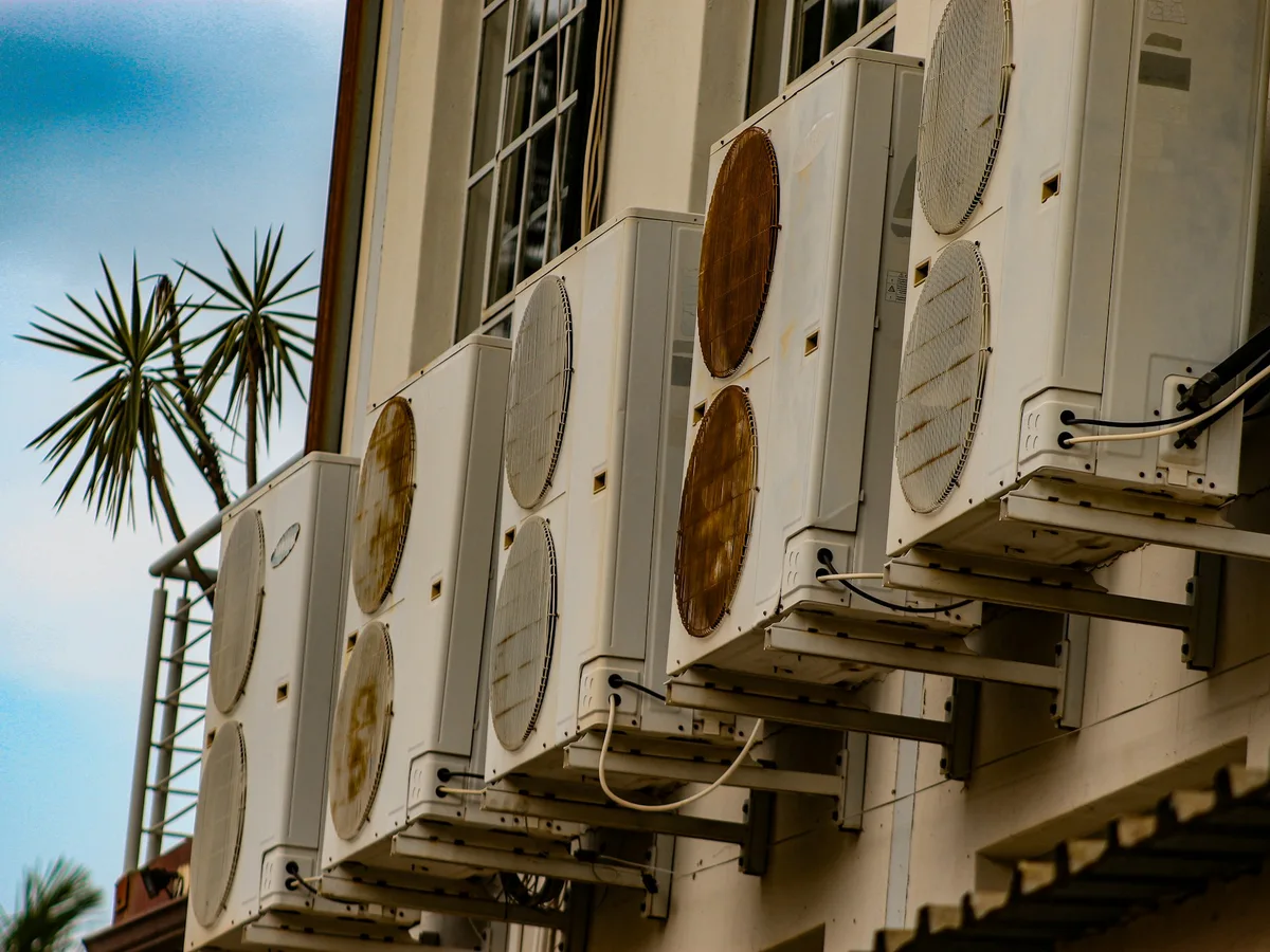 Air-conditioning units installed on a building exterior