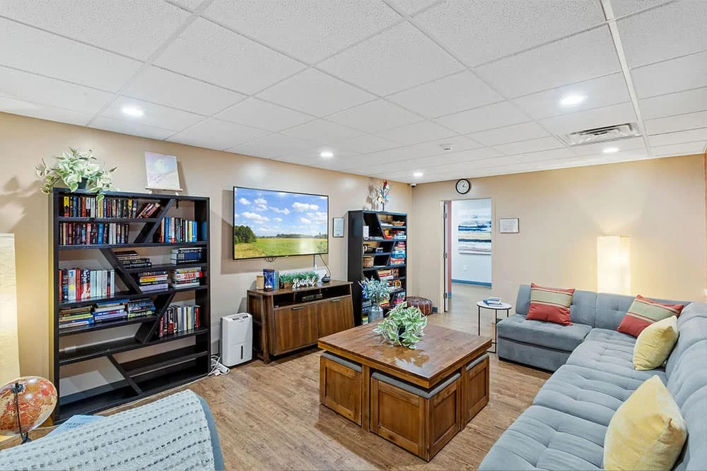A shared lounge at SOBA New Jersey's residential treatment facility
