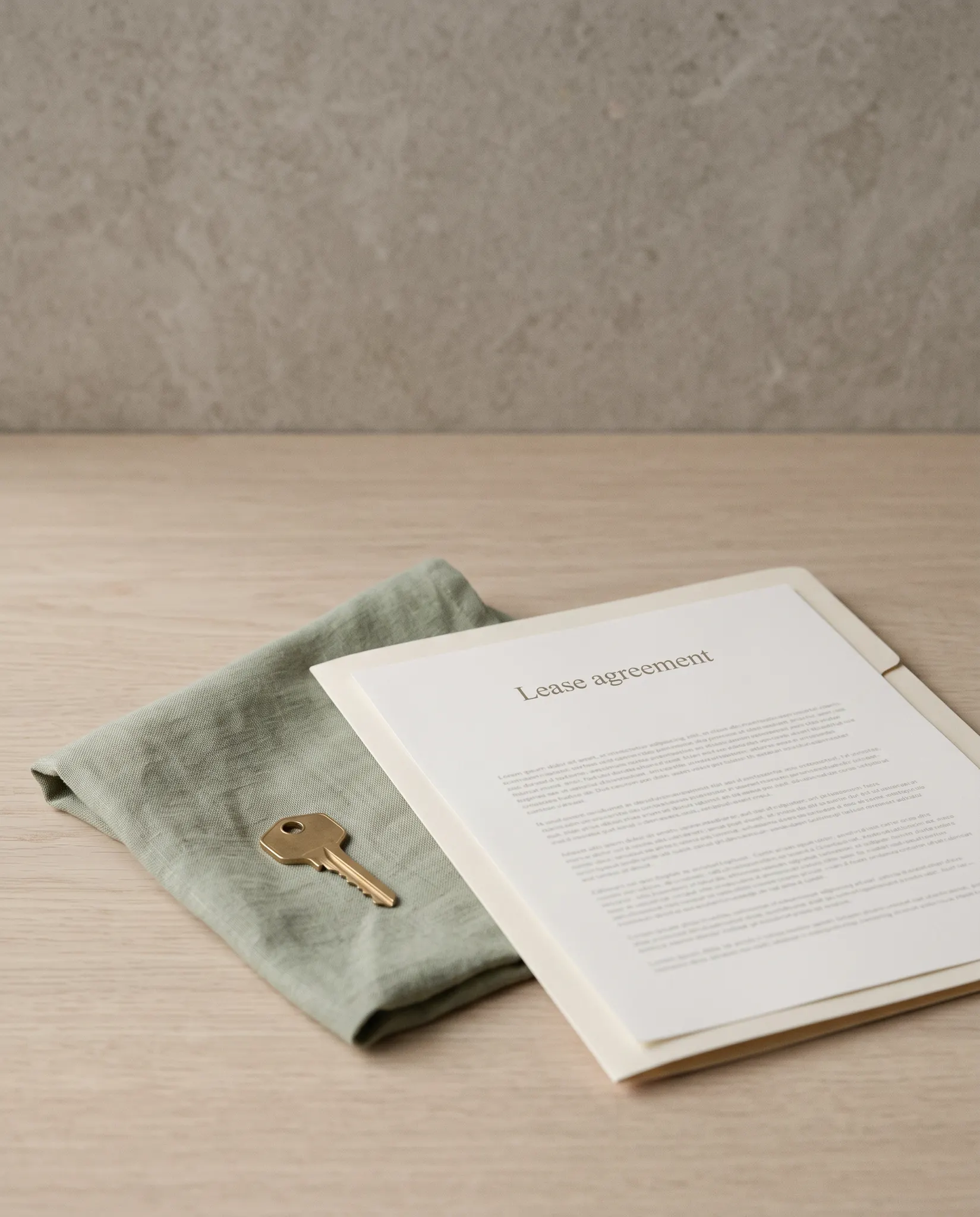 House key and lease folder