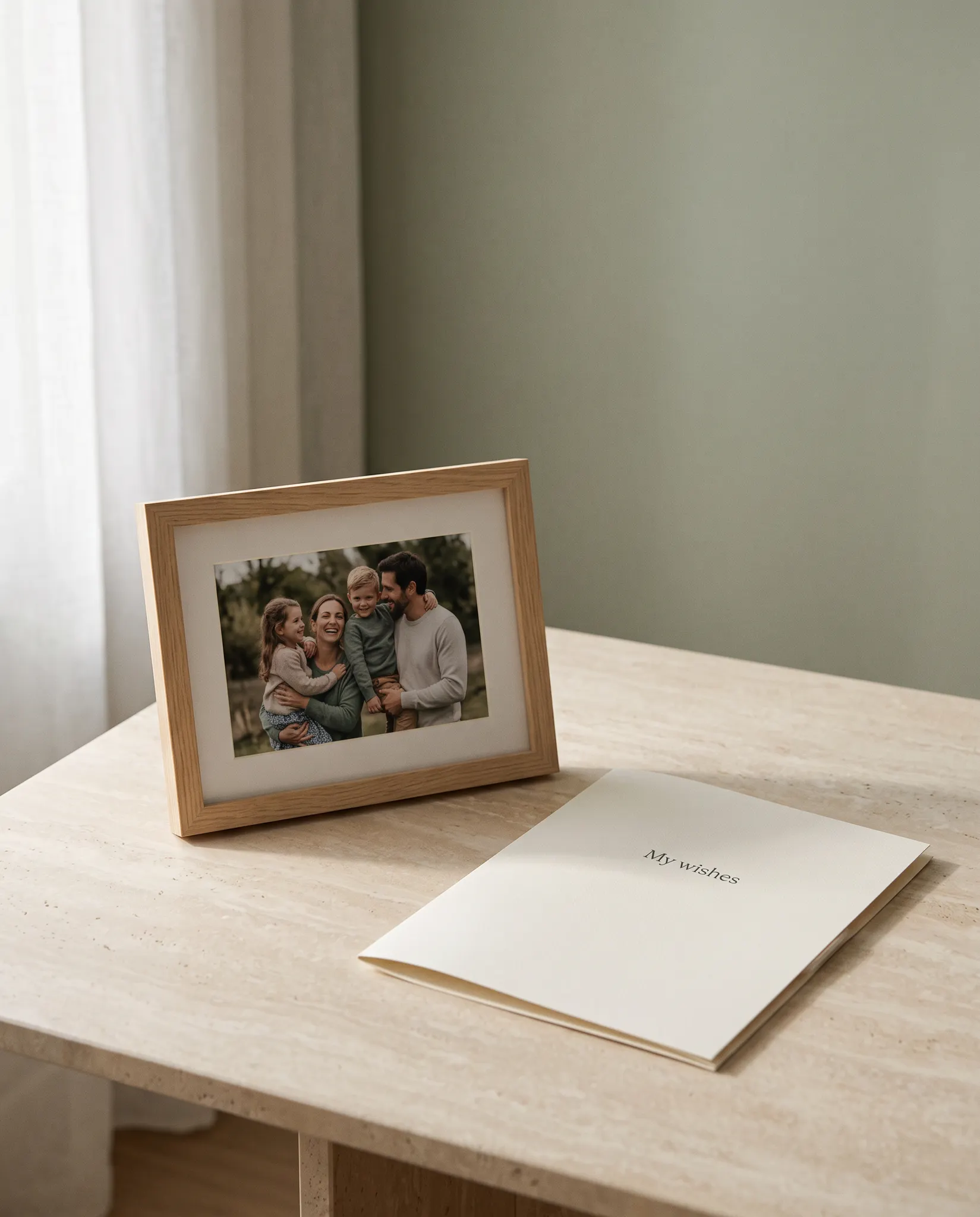 Family photograph and wishes folder