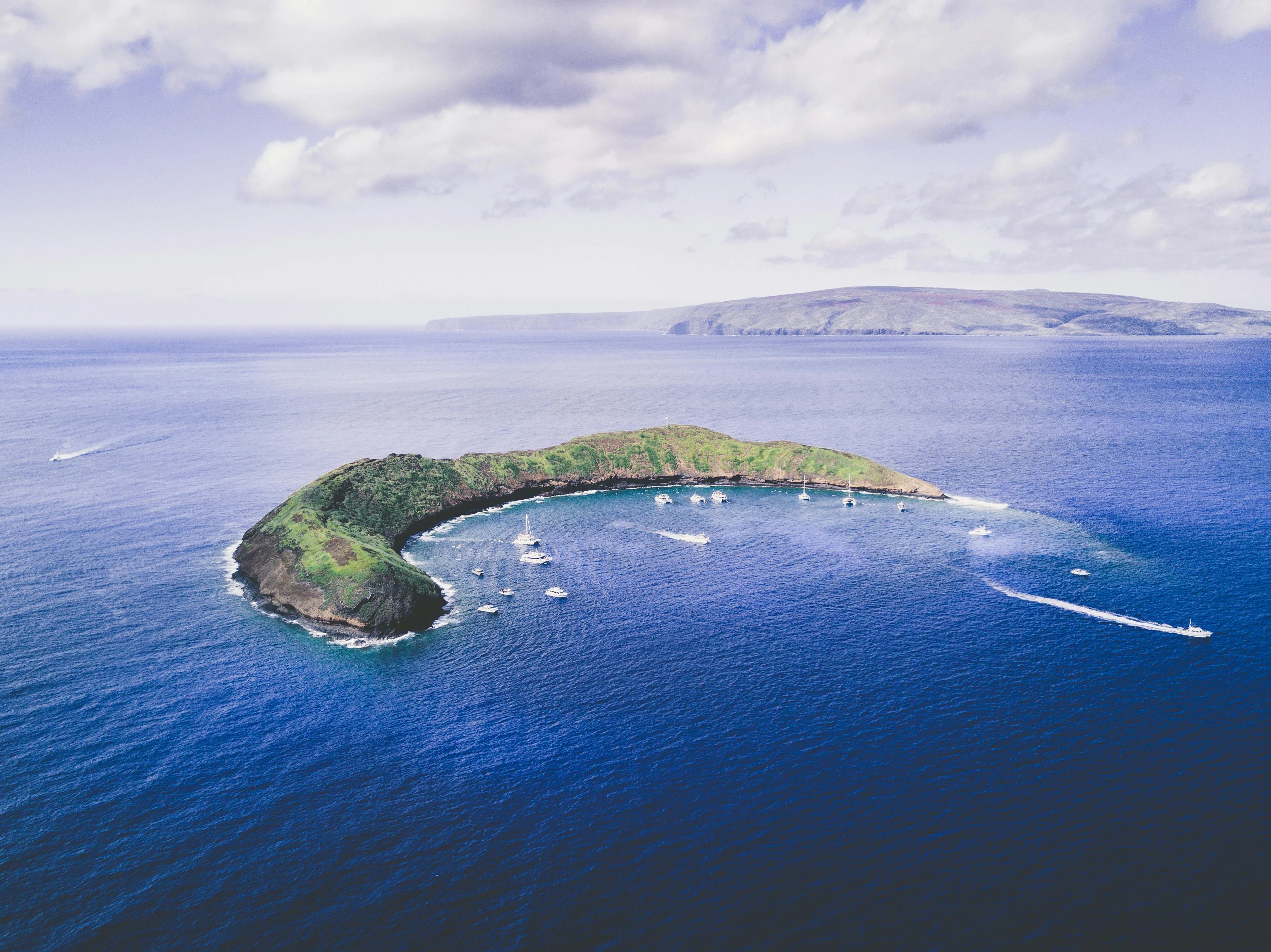 Aerial view of Molokini crater off Maui