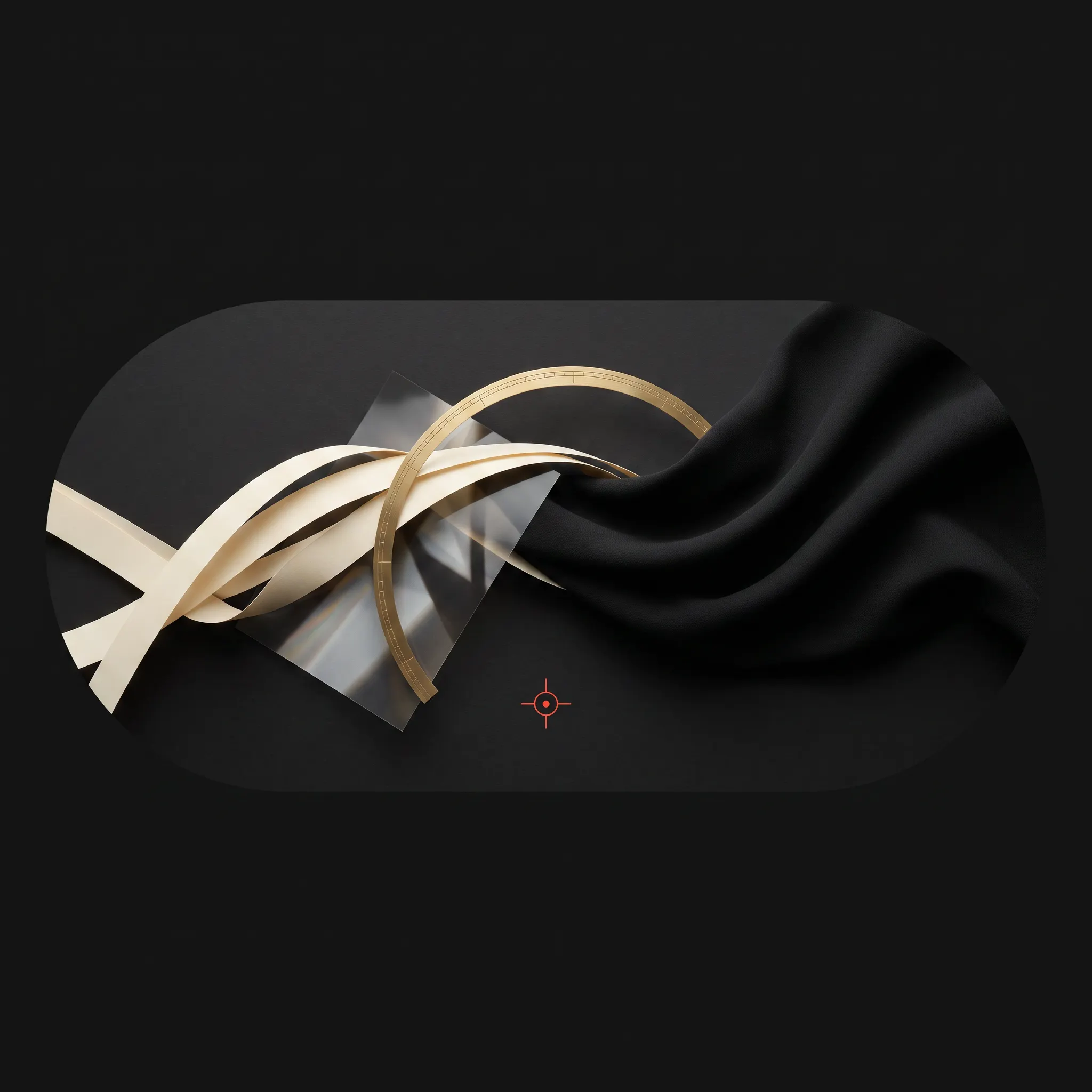 Paper, transparency, a timing arc, and fabric converging into one capsule frame