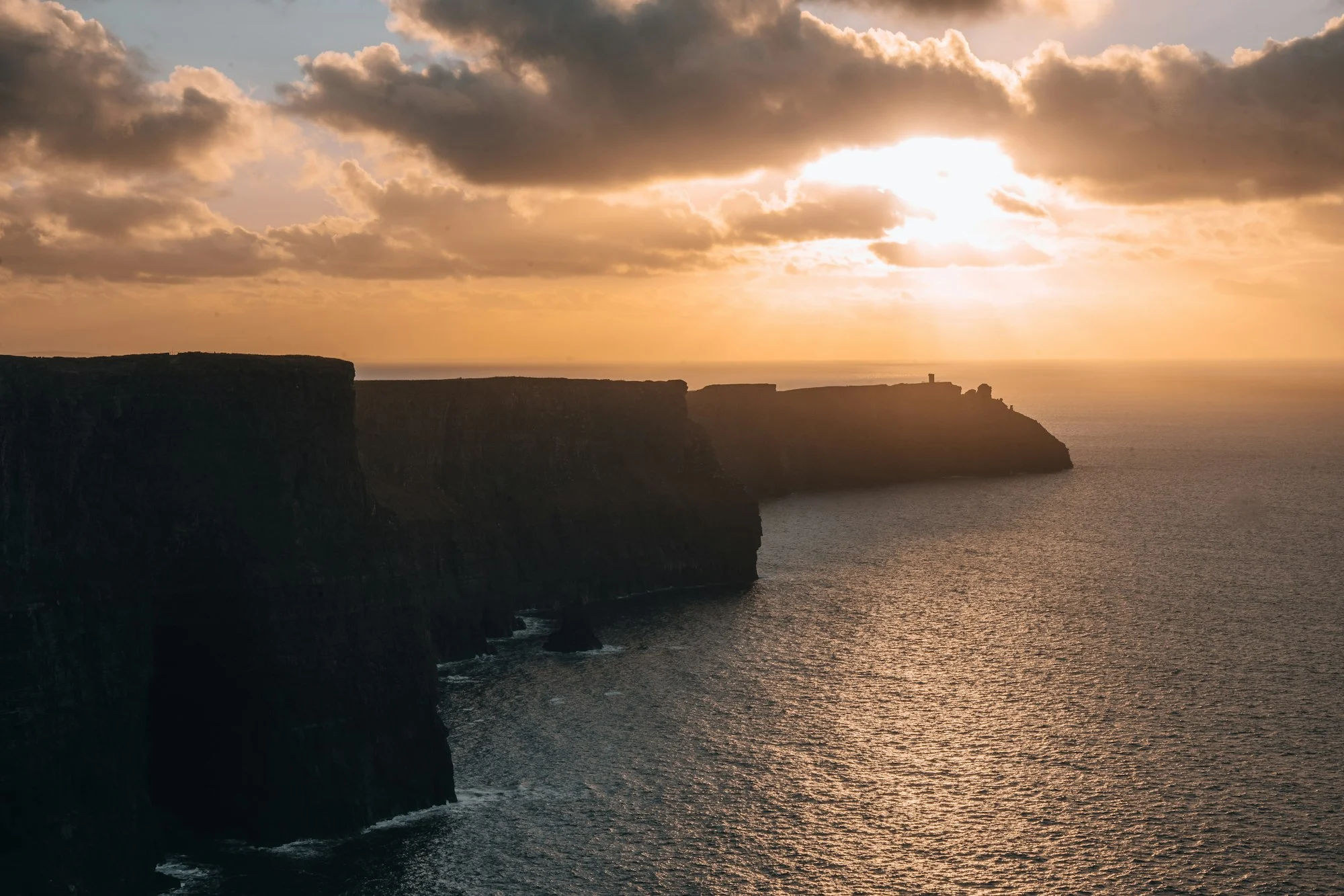 The Cliffs of Moher on the Wild Atlantic Way at sunset