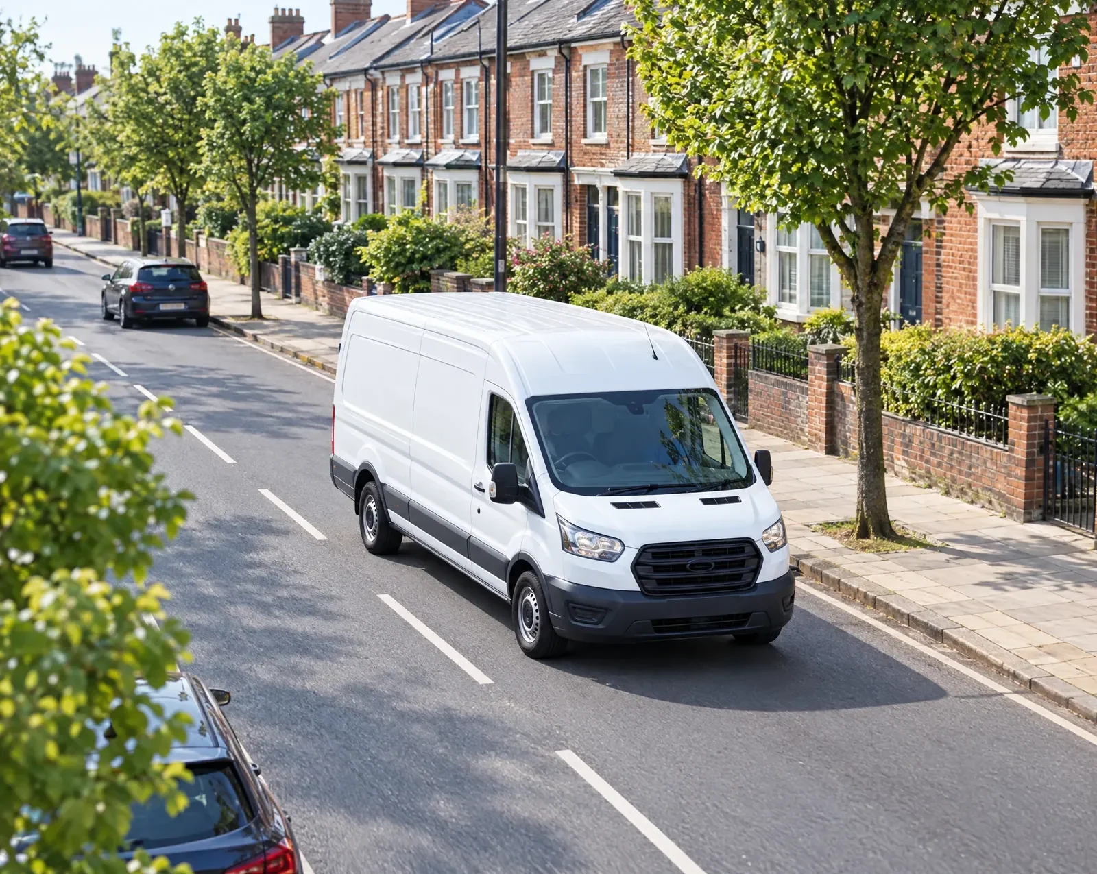 White delivery van working through a residential route