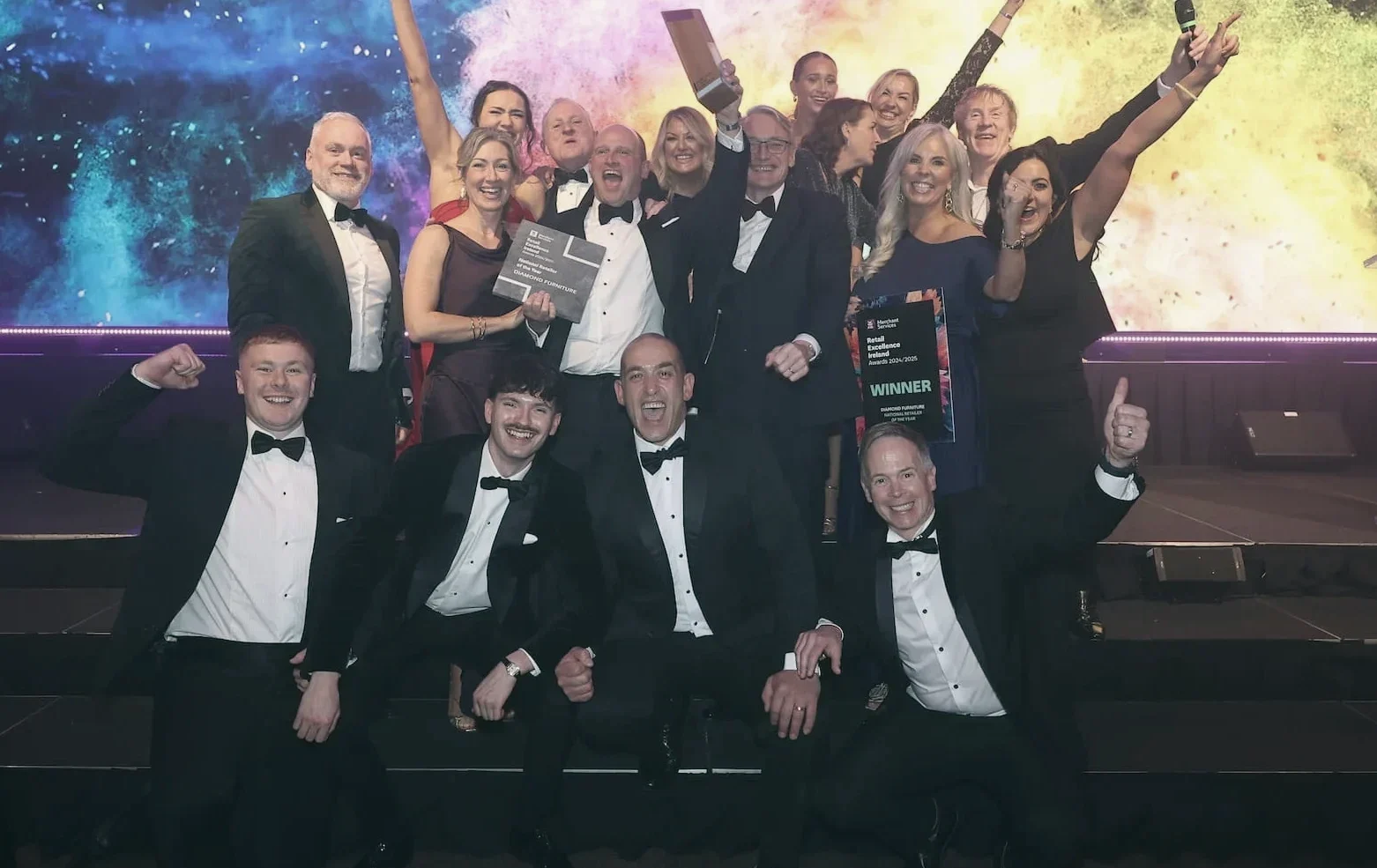 The Diamond Furniture team celebrating National Retailer of the Year at the Retail Excellence Ireland Awards