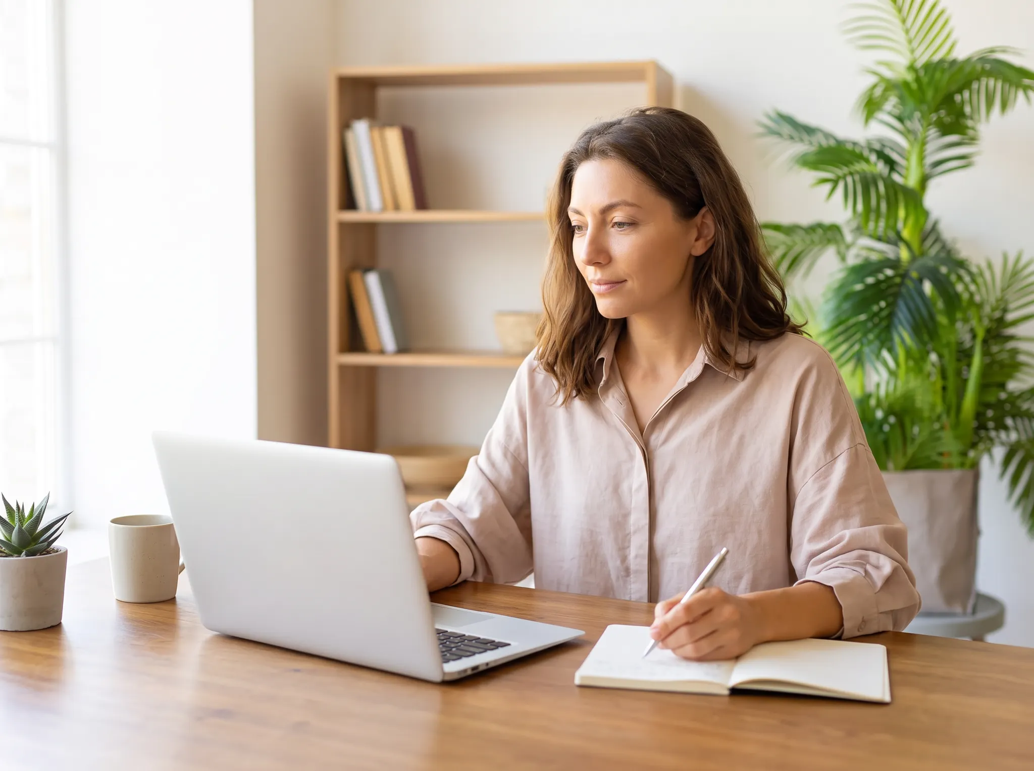 A professional learning through an online course at a laptop