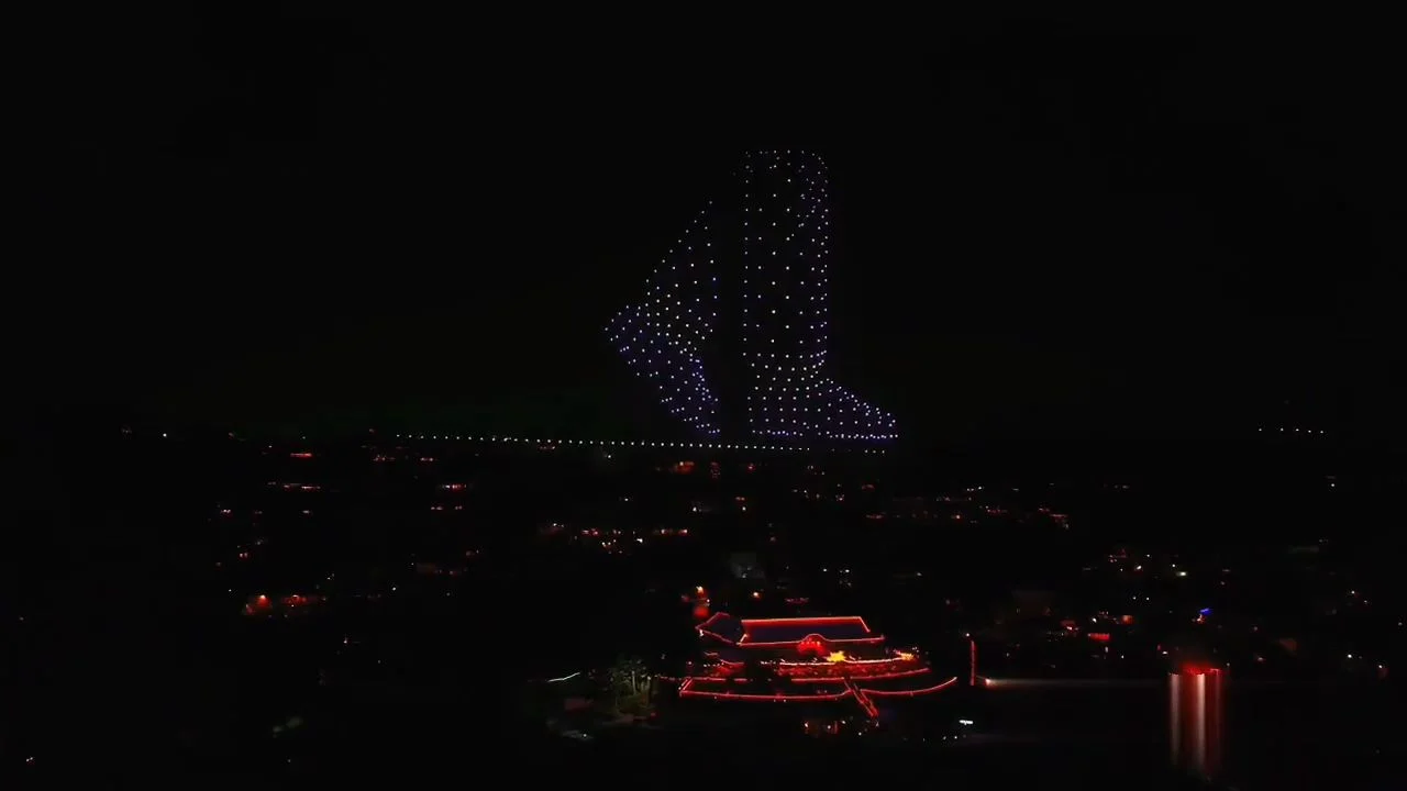 AURA drone formation above a live event