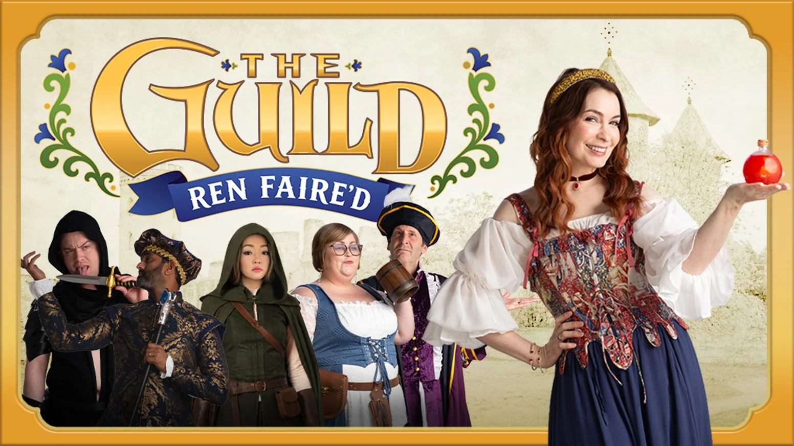 The Guild: Ren Faire'd cast in costume with Felicia Day at right