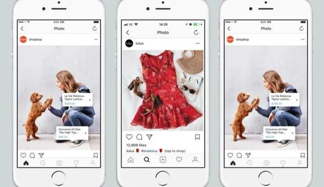 Ejemplo de productos etiquetados con Instagram Shopping en teléfonos móviles
