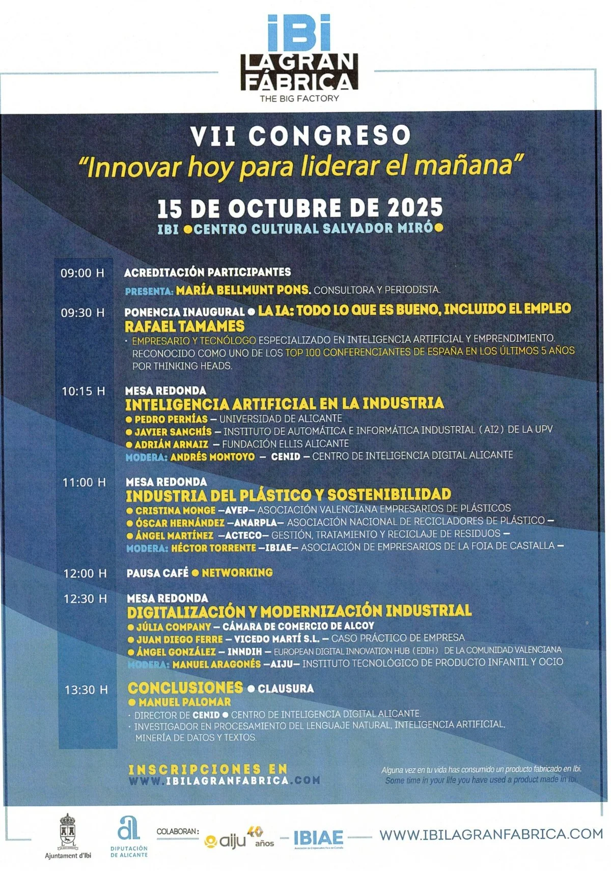 Cartel del VII Congreso Ibi La Gran Fábrica, cuya ponencia inaugural corrió a cargo de Rafael Tamames