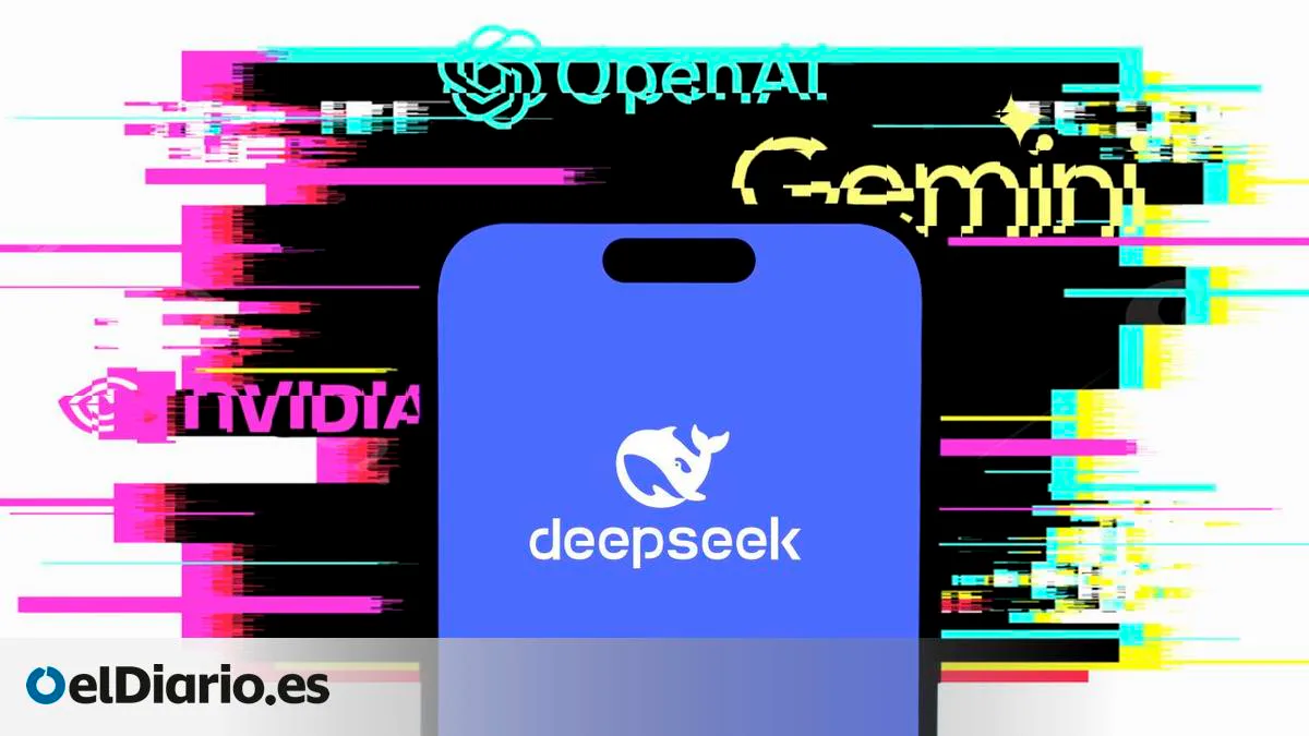 Ilustración de DeepSeek junto a las marcas OpenAI, Gemini y Nvidia publicada por elDiario.es