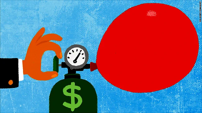 Ilustración editorial sobre financiación, crecimiento y valoración de startups