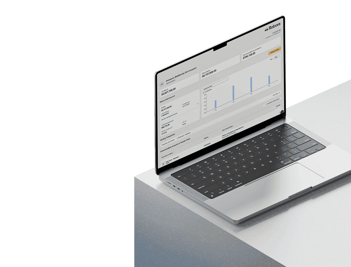 Robora savings dashboard displayed on a laptop