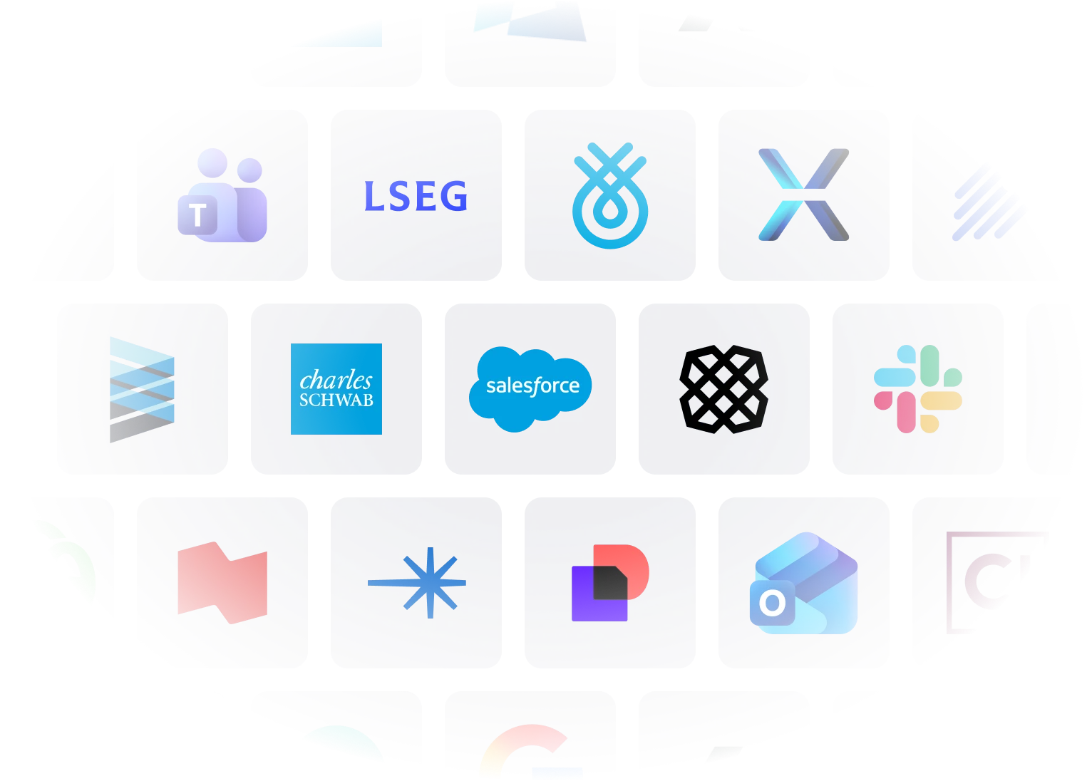A grid of financial technology, CRM, messaging and productivity logos