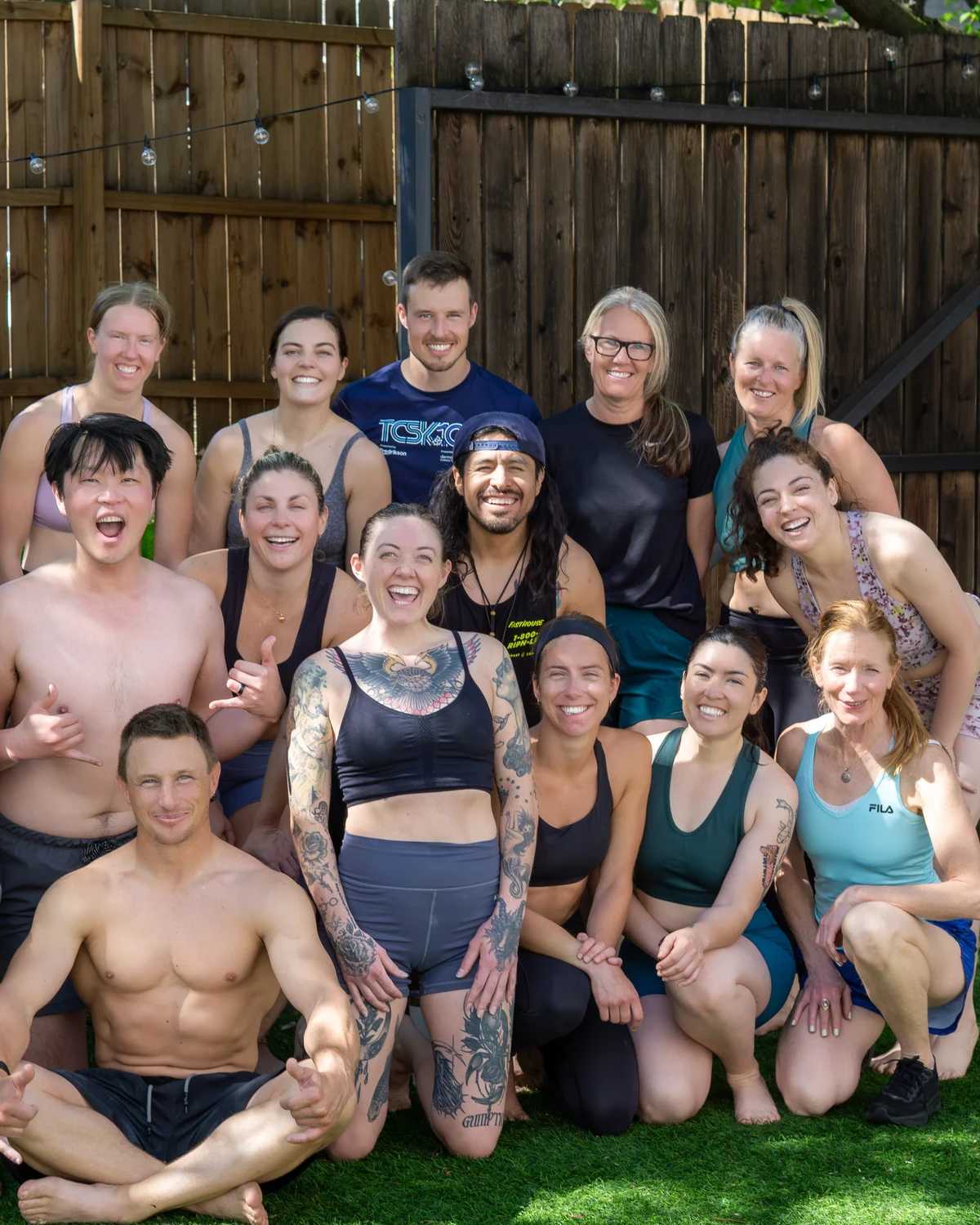 Sauna Strong members together in The Yard